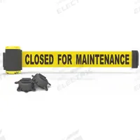 BANNER STAKES Magnetic Retractable Belt Barrier: Magnet, 7 ft Belt Lg, Maint & Cleaning Messaging (MPN MH7006). Key specifications — attr981520: Black; attr981527: Black; attr193646: BANNER STAKES; attr981511: Yellow.