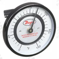 DWYER Clip Pipe Mount Dial Thermometer: 0°F to 150°F, +/- 2% Accuracy, For 3/4 in to 7/8 in Pipe Dia (MPN STC141). Key specifications — Accuracy: +/- 2%; Brand: DWYER.