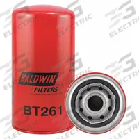 BALDWIN FILTERS Oil Filter: BT261, 1-12 Thread Size, 7 1/8 in Overall Ht, 3 11/16 in Outside Dia. Key specifications — Baldwin Interchange: BT261; Brand: BALDWIN FILTERS; Compatible Vehicle Make: Case IH; Includes: Anti-Drainback Valve; Media Material: Cellulose.