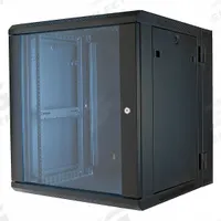 VIDEO MOUNT PRODUCTS Equipment Rack Enclosure: 12 Rack Units, 25 1/4 in x 24 1/4 in x 21 7/8 in (MPN ERWEN-12E). Key specifications — Brand: VIDEO MOUNT PRODUCTS; Includes: Door; Material: Steel; Features_Broad: Hinged Back.