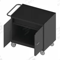 DURHAM MFG Mobile Cabinet Workbench: 36 in x 24 in, Rubber, 1,200 lb Overall Load Capacity, Gray (MPN 3115-RM-95). Key specifications — Included Components: Handle on Side; Assembly: Fully Assembled; Brand: DURHAM MFG.