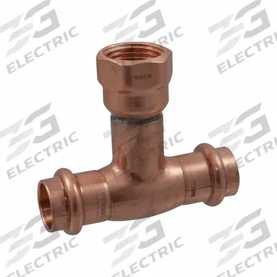 NIBCO Press Tee Fitting: Tee, 3/4 in CTS x 3/4 in CTS x 3/4 in Pipe size, Copper - Plumbing Copper & Bronze Press Tube Fittings