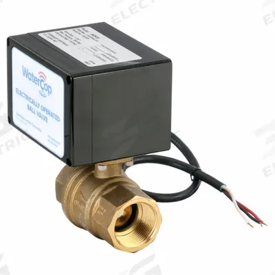 WATERCOP Electrically Actuated Two-Way Ball Valve: 1 1/4 in, Brass, 120V AC, FNPT x FNPT - Brass Electrically-Actuated Ball Valves