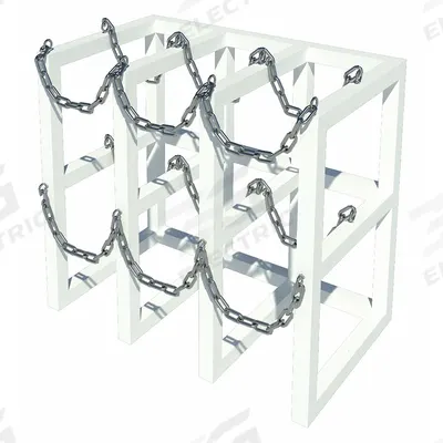 INSTOCK Free Standing Cylinder Restraints: Steel, Petal White, 3 Compartments - Lab Storage Racks