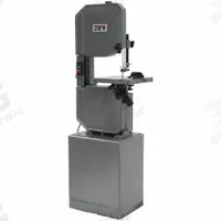JET Band Saw: 13 1/2 in Throat Dp - Vertical, Metal: 39 to 278 SFPM/Wood: 3,300 SFPM, 16.0 A (MPN 414500). Key specifications — attr325086: JET; attr313109: 0° to 45° Right; attr313108: Metal: 39 to 278 SFPM; attr313111: 1; attr313110: 16.0 A.