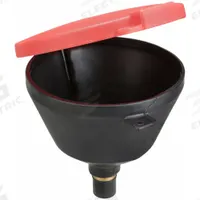 ULTRATECH Drum Funnel with Lid: Lockable, Black / Red, No Flame Arrester, 13 3/8 in x 11 in (MPN 651). Key specifications — Brand: ULTRATECH; Funnel Material: Polyethylene; For Use With: 30 gal Steel Drums and Pails; Color: Black; Lid Type: Lockable; Flame Arrester Ht: No Flame Arrester; Lid Type (sublevel): Lidded.