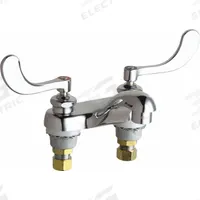 CHICAGO FAUCETS Lavatory Faucet: 802, Polished Chrome Finish, 0.5 gpm Flow Rate, Centerset, NPSM (MPN 802-V317E66ABCP). Key specifications — Includes: Mounting Hardware; Brand: CHICAGO FAUCETS; Series: 802.