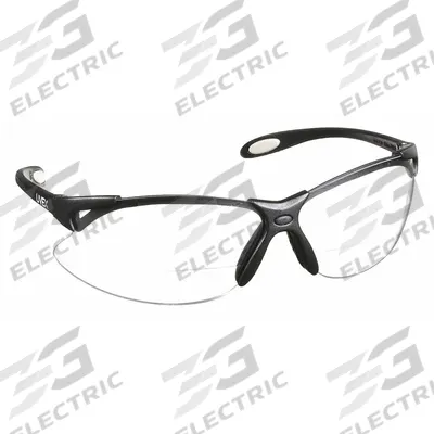 UVEX BY PIP Reader Safety Glasses: Clear Lens Color, Wraparound Frame, Hard Coat, Bottom - Padded Comfort-Fit Reader Safety Glasses