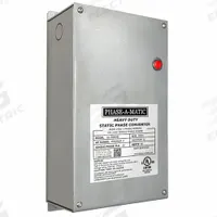 PHASE-A-MATIC Phase Converter: Static, Single, Three, 230V AC, 50 A Input Current (MPN UL-900HD). Key specifications — Output Phase AC: Three; Brand: PHASE-A-MATIC; Input Phase AC: Single; Operating Voltage: 230V AC.