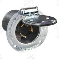 HUBBELL Locking Inlet: Non-NEMA, Silver, 250V DC/600V AC, 50 A, 3 Pole, 4 Blade (MPN HBL3768). Key specifications — Voltage Rating: 250V DC/600V AC; Brand: HUBBELL.