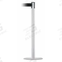 TENSABARRIER Barrier Post with Belt: Black, No Pattern, No Legend, 13 ft Belt Lg, White (MPN MARINEPOST-32-MAX-NO-B9X-C). Key specifications — Base Material: Stainless Steel; Belt Color: Black; Brand: TENSABARRIER; Post Material: Stainless Steel; Post Color: White; Message: No Legend.