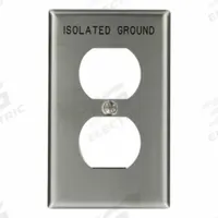 LEVITON Wall Plate: Duplex Outlet, 1 Gang, Std Size (MPN 84003-IG). Key specifications — Brand: LEVITON; Material: Stainless Steel.