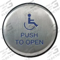 BEA Exit Push Button: 4 3/4 in Ht, 1 in Dp, 4 3/4 in Wd, ADA Compliant, Plastic/Stainless Steel (MPN 10EMR4751). Key specifications — Product Type: Exit Push Button; Operation Type: Push; ADA Compliant: Yes; Brand: BEA; Color: Gray.