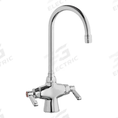 CHICAGO FAUCETS Gooseneck Kitchen Faucet: Single-Post, Deck, Cast Brass - Single-Post Bar Sink Faucets