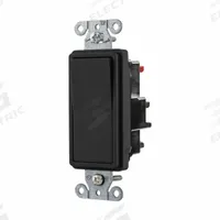 HUBBELL Wall Switch: Rocker Switch, 3-Way, Maintained, Black, 120/277V AC, 15 A (MPN DS315STBK). Key specifications — Illuminated: No; Voltage Rating: 120/277V AC.