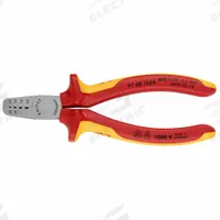 KNIPEX Crimper: Insulated Single Ferrules/Non-Insulated Single Ferrules, Trapezoid Crimp, 24 AWG (MPN 97 68 145 A). Key specifications — attr513948: Trapezoid Crimp; attr513949: Insulated Single Ferrules; attr510596: KNIPEX.