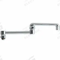 CHICAGO FAUCETS Spout: Spout, Arc, Double Jointed/Swivel Spout, Brass, Polished Chrome, Aerated (MPN DJ13JKABCP). Key specifications — Includes: Mounting Hardware; Product Type: Spout; Spout Style: Double Jointed/Swivel; Body Material: Brass; Color/Finish: Polished Chrome; Brand: CHICAGO FAUCETS.