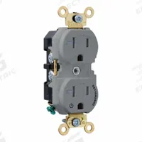 LEVITON Duplex Receptacle Outlet: Duplex, 5-20, Gray, 125V AC, 20 A, 2 Pole / 3 Wire (MPN 5362-1PG)