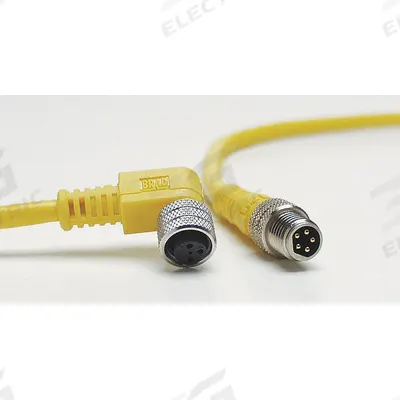 BRAD HARRISON Cordset: M8 Male Straight X M8 Female Straight, 4 Pins, Yellow, PVC, 5 m Cable Lg - Double-Ended Cordsets with PVC Jacket for Flexing Applications
