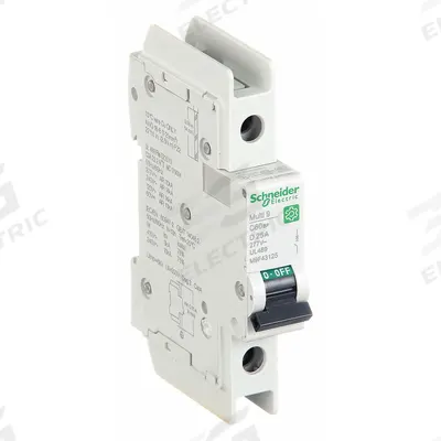 SCHNEIDER Miniature Circuit Breaker: 25 A Amps, 60V DC, 14kA at 120/240V AC - D-Curve, 1-Pole UL489 DIN Rail-Mount Miniature Circuit Breakers