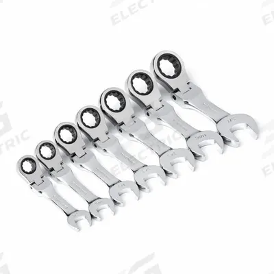 GEARWRENCH Combination Ratcheting Wrench Set: Alloy Steel, Full Polish Chrome, 7 Tools - SAE 12-Point Ratcheting Combination Wrench Sets
