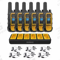 DEWALT Handheld Two Way Radio: DXFRS800 Series, FRS/GMRS, Analog, 2 W, 22 Channels, Alphanumeric (MPN DXFRS800BCH6-SV1). Key specifications — Color: Black; FCC License Required: No.