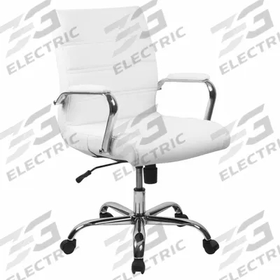 FLASH FURNITURE Office Chair: Whitney, White, Faux Leather Material, 19 1/2 in Back Ht - Fixed-Arm Office Chairs