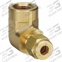 PARKER Compression Fitting Elbow: 1/4 in OD x 1/4 in Pipe Size, Compression x FNPT, Brass (MPN 4FEL4N-B). Key specifications — Compatible Fitting Brands: Parker A-LOK; Brand: PARKER.