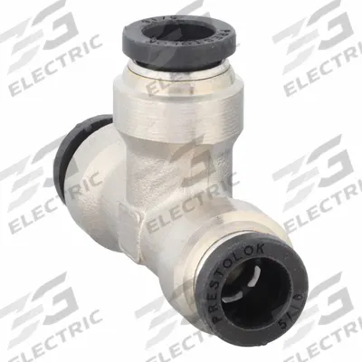 PARKER Push-Fit Tee Fitting: 5/16 in OD x 5/16 in OD x 5/16 in OD Size, Brass - Nickel-Plated Brass Tube Fittings