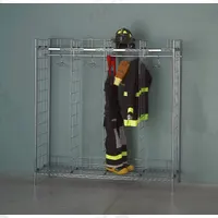 GROVES Turnout Gear Storage Rack: Free Standing, 2 Sides, 12 Compartments, Zinc Chromate, Chrome (MPN FDS-12/18). Key specifications — Material: Zinc Chromate; Brand: GROVES; Color: Chrome.