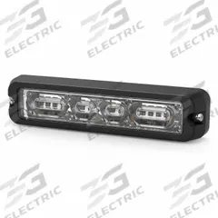ECCO Warning Light: Perimeter Flashing Warning Light, Amber/White, 13/16 in Overall Wd, LED (MPN ED3712AC). Key specifications — Operating Voltage: 12-24V DC; Number of Flash Patterns: 69; Includes: Multi Mount Hardware; Electrical Connection: Blunt Cut Wires; Mount Type: Bracket; Brand: ECCO; Shape: Rectangular; Lighting SAE Class Rating: SAE Class 1.
