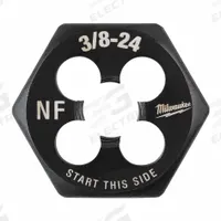 MILWAUKEE Hex Threading Die: 3/8"-24 UNF, 1 in Hex Wd, Black Oxide Carbon Steel (MPN 49-57-5351)
