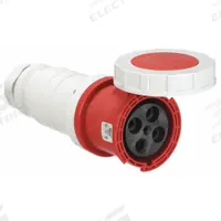 BRYANT Pin and Sleeve Connector: Red, 480V AC, Three Phase, 100 A, 3 Pole, 4 Wire, IEC Grounding (MPN BRY4100C7W). Key specifications — Brand: BRYANT.