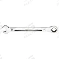 MILWAUKEE Ratcheting Combination Wrench: Chrome Vanadium Steel, Chrome, 14 mm Head Size, Std (MPN 45-96-9314). Key specifications — attr309600: 14 mm; attr309611: Chrome; attr309610: Chrome Vanadium Steel; attr309604: No; attr309612: No; attr309613: No; attr309615: No; attr324932: MILWAUKEE.