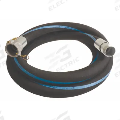 CONTINENTAL Water Suction and Discharge Hose: 1 1/2 in Hose Inside Dia., 150 psi, Black - EPDM Water Suction & Discharge Hose Assemblies with EPDM Cover with Spiral-Plied Synthetic Fabric & Wire Helix Reinforcement