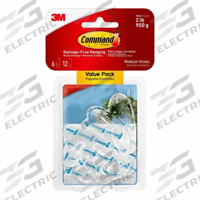 3M Hook: 2 lb Wt Capacity, 1 Points per Hook, White, 2 7/16 in Overall Ht - Non-Core Adhesive-Backed Hooks