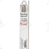 HOBART Brazing Alloy: Nickel Silver, 0%, RBCuZn-D, 1/8 in x 36 in, Bare (MPN 6ETP4). Key specifications — Tensile Strength: 70 ksi; Yield Strength: Not Rated; Manufacturer Part Number: 6ETP4; Brand: HOBART; pack-container: 1/pk.