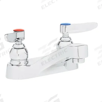 T&S BRASS Low Arc Bathroom Faucet: Brass, Polished Chrome Finish, 2.2 gpm Flow Rate - Centerset Handle Bathroom Faucets