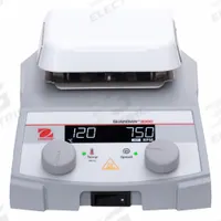 OHAUS Hot Plate Stirrer: US Std Plug Type, 1 Positions, 4 in Plate Wd, 4 in Plate Lg, Rectangular (MPN e-G31HS04C). Key specifications — attr1025312: OHAUS; attr1025316: Digital; attr1025337: Hot Plate Stirrer; attr1029342: Hot Plate Stirrer; attr1029343: Yes; attr1071280: 100-120V AC; attr1433246: US Standard.