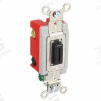 HUBBELL Wall Switch: Locking Switch, 4-Way, Maintained, Black, 120/277V AC, 20 A (MPN HBL1224L). Key specifications — Illuminated: No; Voltage Rating: 120/277V AC.