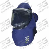 NATIONAL SAFETY APPAREL Hood: 4 PPE CAT, 40 cal/sq cm ATPV, Pyrad ( 9.5 oz ), Lift Front, Navy (MPN ARC40H1). Key specifications — Size: Universal; Garment Material: Pyrad; Includes: Hard Hat; Brand: NATIONAL SAFETY APPAREL; Hood Window Type: Face Shield Fitted; Ventilated: Yes; Ventilation Type: Fan; Lift Front: Yes.