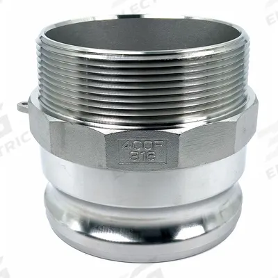 APPROVED VENDOR Cam and Groove Adapter: 4 in Coupling Size, 4"-8 Thread Size - Type F Stainless Steel Cam & Groove Fittings