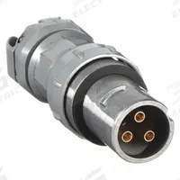 HUBBELL Pin and Sleeve Plug: Gray, 250V DC/600V AC, Three Phase, 60 A, 3 Pole, 3 Wire (MPN VP6375). Key specifications — Brand: HUBBELL.