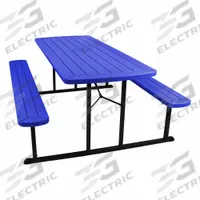 NATIONAL PUBLIC SEATING Folding Picnic Table: Plastic, Blue, 29 1/2 in Overall Ht, 72 in Overall Lg (MPN BMPT3072-BK04). Key specifications — Brand: NATIONAL PUBLIC SEATING; Tabletop Color: Blue; Manufacturer Part Number: BMPT3072-BK04; Standards: ANSI/BIFMA; Product Type: Folding Picnic Table; Frame Material: Steel.