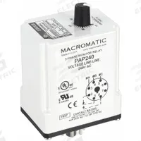 MACROMATIC Phase Monitor Relay: Socket Mounted, 10 A Current Rating, 240V AC, 8 Pins/Terminals (MPN PAP240). Key specifications — Monitored Parameters: Phase Reversal; Manufacturer Part Number: PAP240; Brand: MACROMATIC.