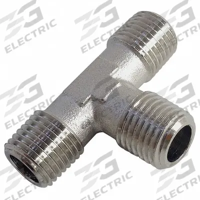 LEGRIS Metal Pipe Tee: Tee, 3/8 in x 3/8 in x 3/8 in, Nickel-Plated Brass, 870 psi - Threaded Medium-Pressure Pipe Fittings
