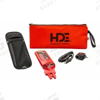 HDE Hot Stick-Compatible High-Voltage Detector: 120 V to 500 kV, 25 to 400 Hz, Audible/Light (MPN PRX-500B). Key specifications — IP Rating: Not Rated; CAT Safety Rating: Not Rated; Brand: HDE; Product Type: Hot Stick-Compatible High-Voltage Detector; Manufacturer Part Number: PRX-500B; Includes: PRX-HS Carrying Holster.