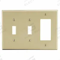 HUBBELL Wall Plate: Combo, 3 Gang, Ivory, Midsize Size (MPN PJ226I). Key specifications — Brand: HUBBELL; Material: Polycarbonate.