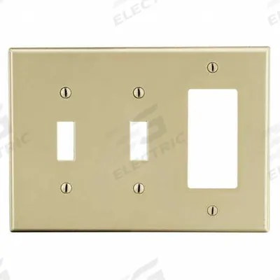 HUBBELL Wall Plate: Combo, 3 Gang, Ivory - Combination Wall Plates