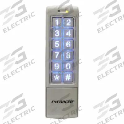 SECO-LARM Keypad: 6 in Ht, 15/16 in Dp, 1 3/4 in Wd, Gray, Gray – Aluminum - Keypads